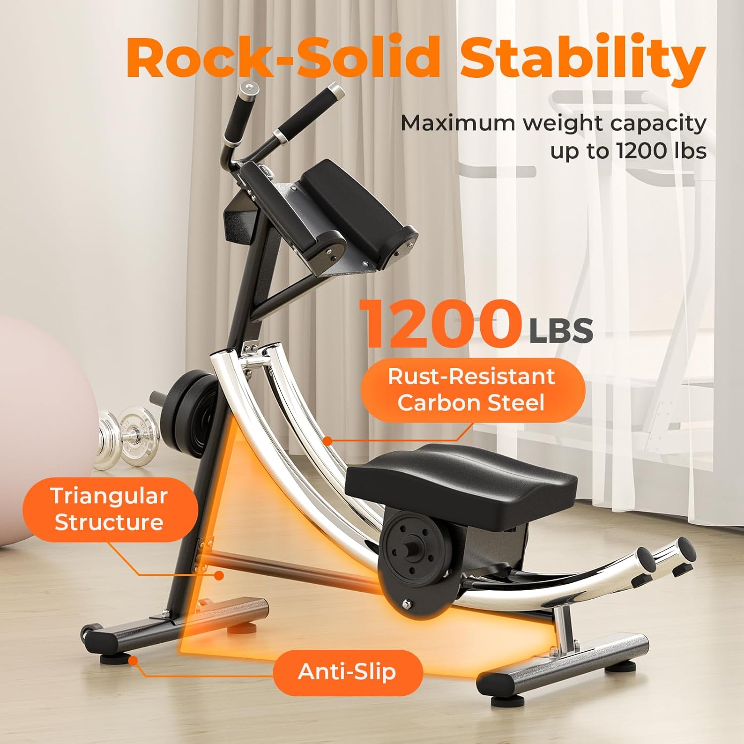 Ab Machine, Ab Trainer Coaster, Abdominal Crunch Core Workout Equipment, Foldable Core Fitness Training Equipment for All Levels, Home & Gym, 1200lbs Capacity - Image 4