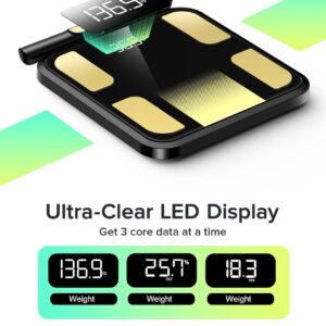 RunStar Smart Scale for Body Weight, Full-Body Bathroom Scale with 8 Electrodes for BMI, Muscle Mass, 3-Metric Display, High-Accuracy Body Composition Monitor with 28 Metrics & App Connectivity