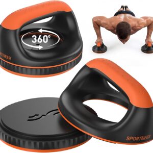 Sportneer Rotating Push Up Bar – 360° Handles with Detachable Waist Twister, Heavy Duty Home Gym Equipment for Men & Women, Wrist Pain Relief, Non-Slip Design Supports 300lbs