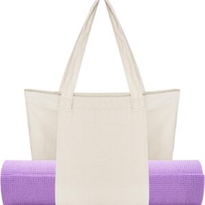 Yoga Mat Bag for Women Canvas Bag with Yoga Mat Carrier Yoga Mat Bags for Workout Pilates Travel Beach and Gym