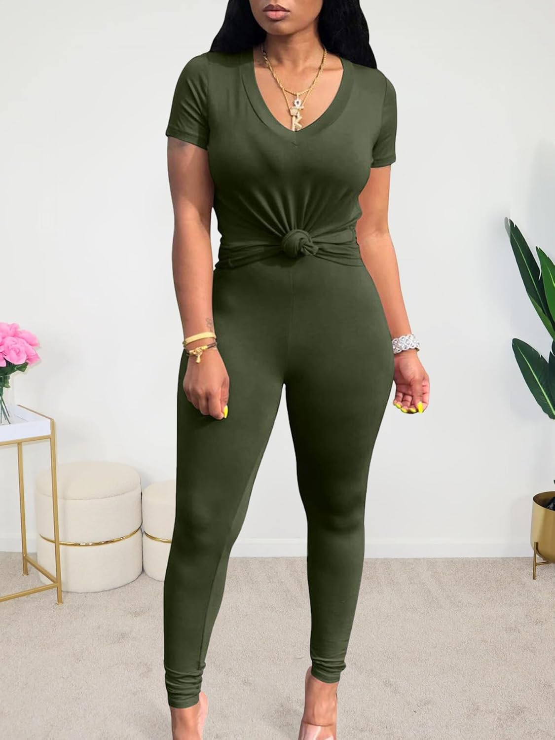 Lounge Sets for Women 2 Piece Summer Casual Jogger Workout Outfits Short Tops Long Pant Sweat suit leggings set - Image 3