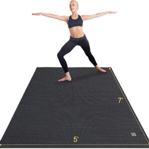GXMMAT Large Yoga Mat 6’x4’/6’x6’/7’x5′(7mm/9mm), Extra Thick Workout Mats for Home Gym Flooring,Ultra Comfortable Non-Slip Quick Resilient Barefoot Wide Exercise Mat for Pilates,Stretching,Meditation