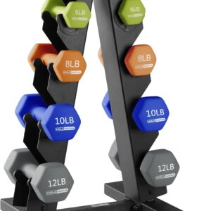 HolaHatha 2, 3, 5, 8, and 10 Pound Neoprene Dumbbell Free Hand Weight Set with Rack, Ideal for Home Exercises to Gain Tone and Definition, Pastel