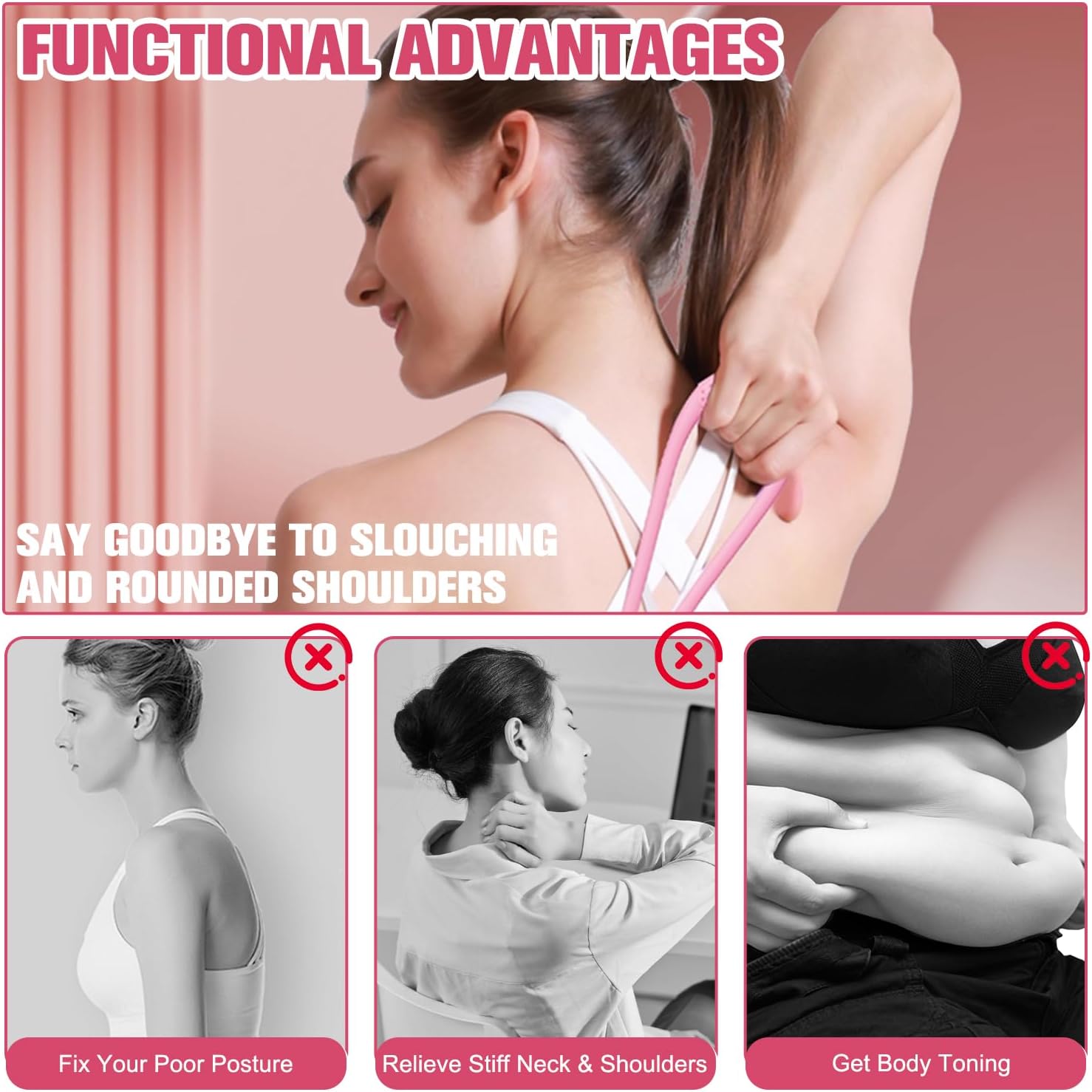 Figure 8 Resistance Band for Women Men, Non‑Slip Handles Exercise Band, Home Gym Fitness Equipment for Yoga, Pilates, Stretching & Physical Therapy (25 lbs) - Image 5