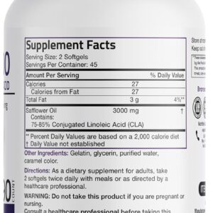Bronson CLA 3000 Extra High Potency Supports Healthy Weight Management Lean Muscle Mass Non-Stimulating Conjugated Linoleic Acid, 90 Softgels