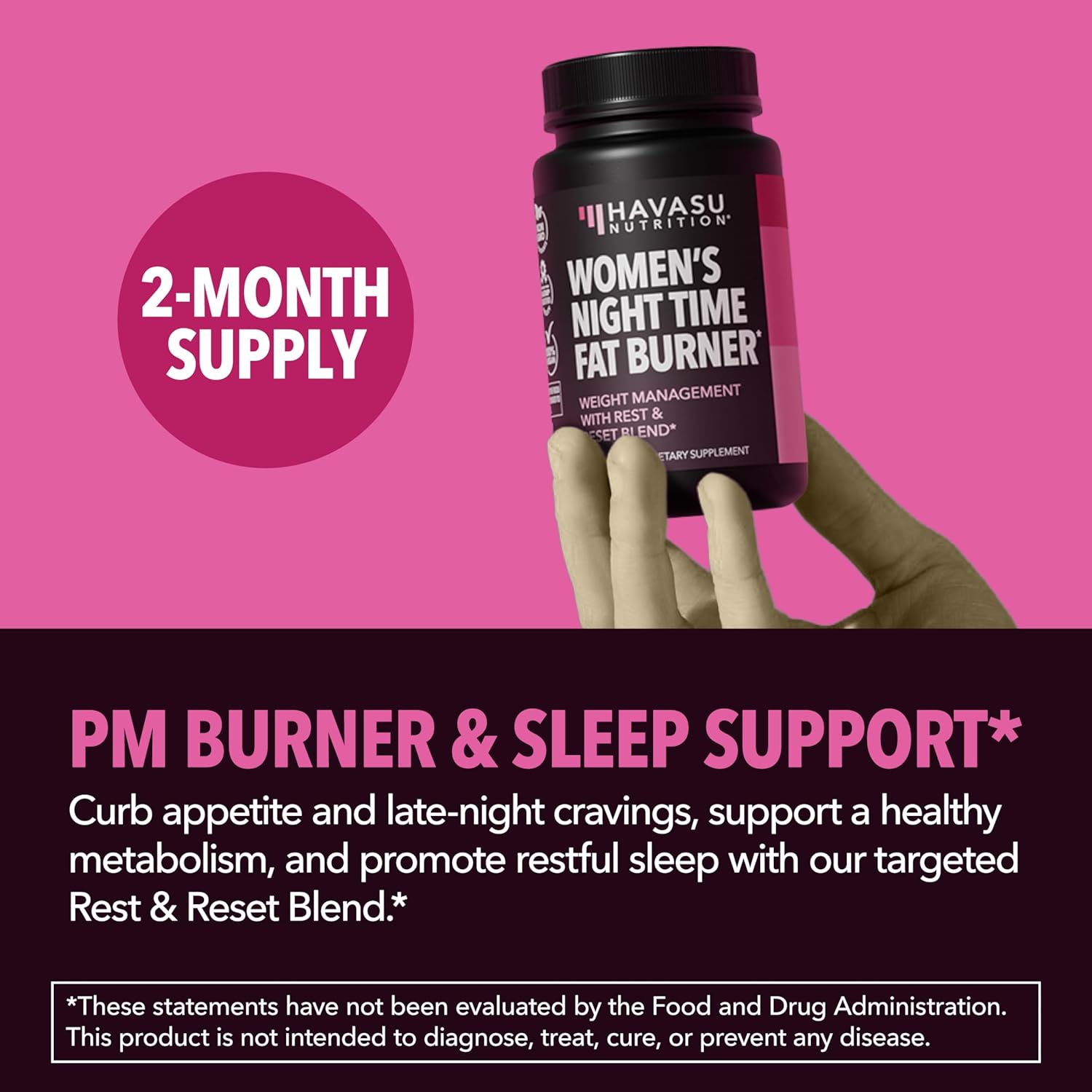 Night Time Fat Burner for Women - Appetite Suppressant for Weight Loss - 60 Count - Herbal Metabolism Booster with Melatonin for Sleep Support - Vegan, Non-GMO Capsules - 2 Month Supply - Image 6