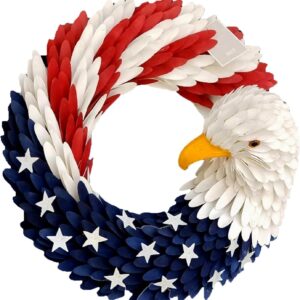 250th Anniversary Patriotic Wreath, Memorial Wreath 3D Eagle Wreath Front Door, Red White and Blue Wreath All Weather Farmhouse, Yard Garden Outdoor Holiday Decoration (C)