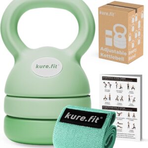 Adjustable Kettlebell | 5 lb – 12 lb | Kettlebell Weights Set for Home Gym | Full-Body Workouts, Strength Training, Weight Loss | Fabric Booty Band | Beginners & Women