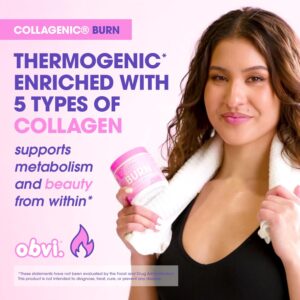 Obvi Collagenic Burn | Hydrolyzed Collagen Peptides + Green Tea Extract Supplement | Supports Metabolism & Daily Wellness | with Biotin, B12 & BioPerine | 30 Servings (120 Capsules)