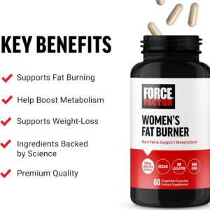 Force Factor Women’s Fat Burner, Metabolism Booster, and Weight-Loss Supplement Support, Green Tea Fat Burner Weight-Loss Pills to Help with Energy, Diet, and Exercise, Vegan, Non-GMO, 60 Capsules