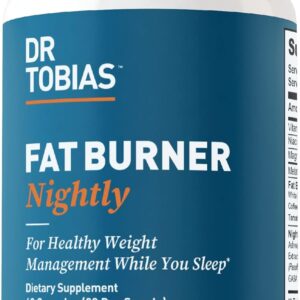 Dr. Tobias Fat Burner Nightly – Night Time Metabolic Support with White Kidney Bean Extract, Ashwagandha Root, Green Coffee Bean Extract & Melatonin | Non-GMO (60 Capsules 30 Day Supply)