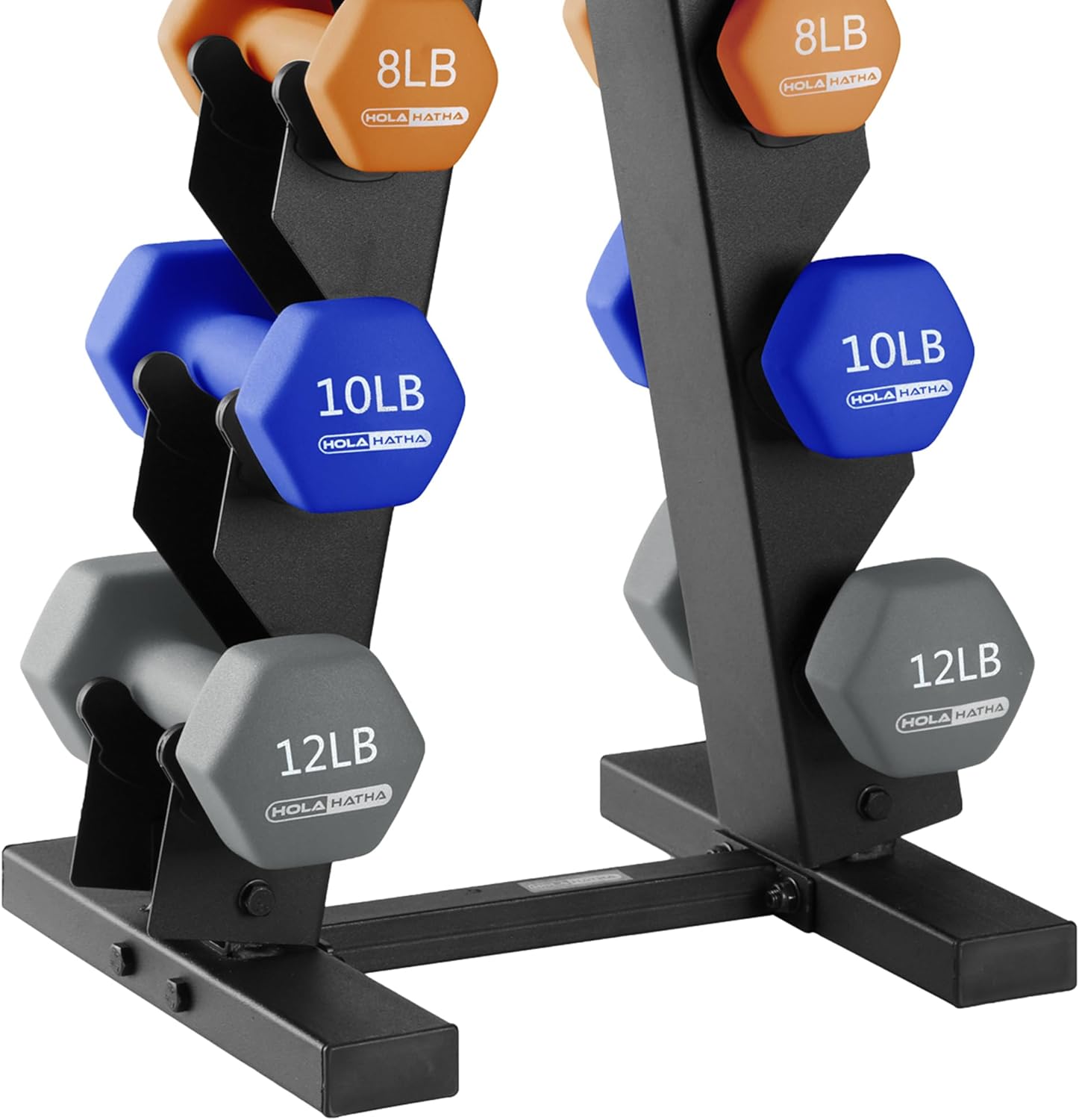 HolaHatha 2, 3, 5, 8, and 10 Pound Neoprene Dumbbell Free Hand Weight Set with Rack, Ideal for Home Exercises to Gain Tone and Definition, Pastel - Image 9