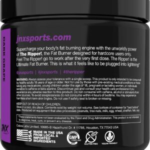 JNX SPORTS The Ripper! Fat Burner Pre Workout for Men & Women – Thermogenic Fat Burning Powder & Appetite Suppressant, Boost Energy & Endurance – Dark Grape, 30 Servings
