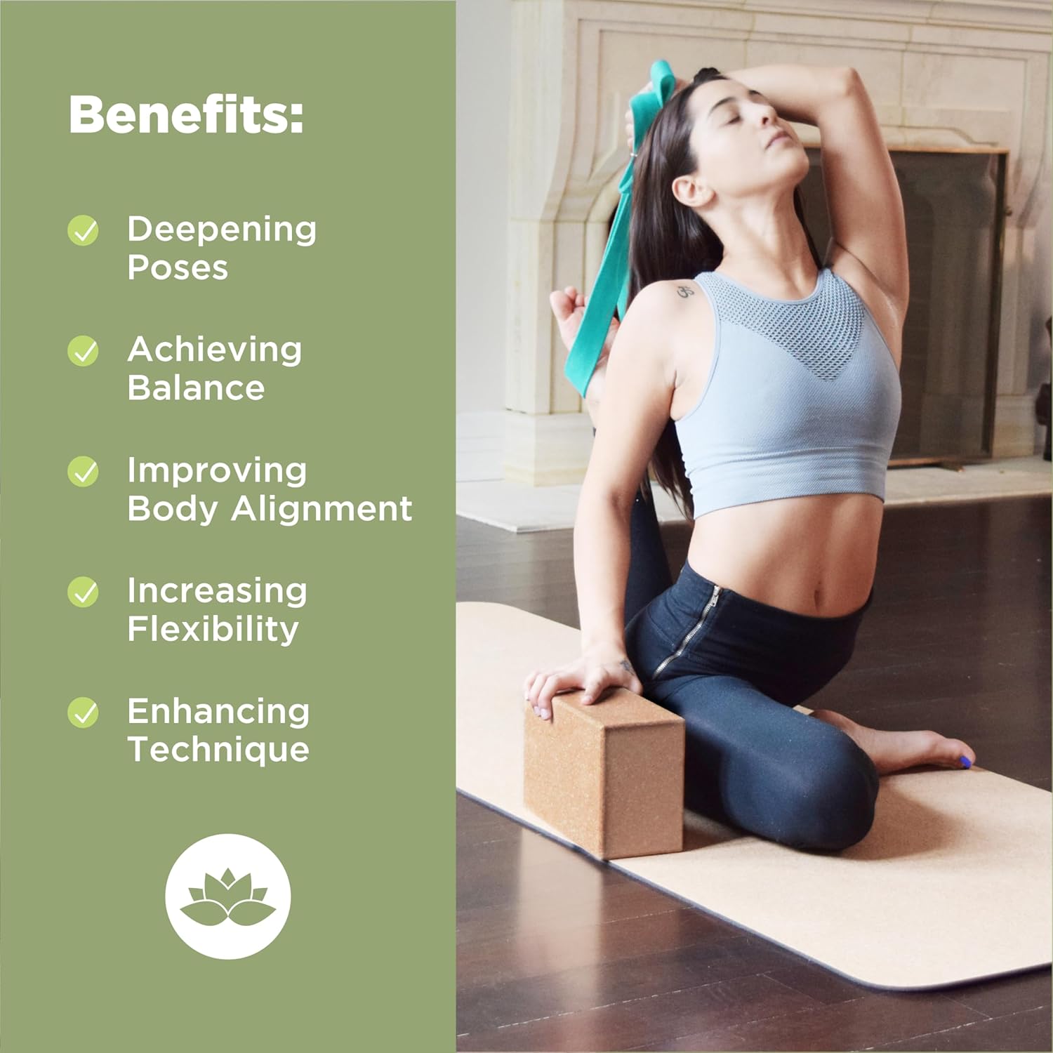 Bean Products Yoga Blocks, Standard & Large Sizes - Studio Grade, Non-Slip, Made from Eco Friendly Materials - 100% Natural Cork or Foam - Improves Stability & Alignment - Single Block or 2 Pack Sets - Image 4