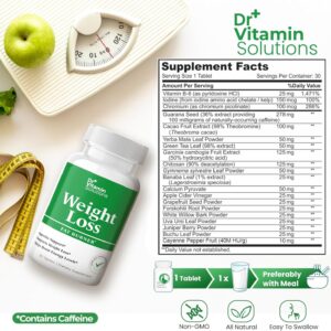Weight Loss Supplements for Women & Men – Includes Green Tea Extract, Chromium, Vitamin B6 – Energy Booster, Belly Fat Burner & Appetite Suppressant Diet Pills – 30 Tablets