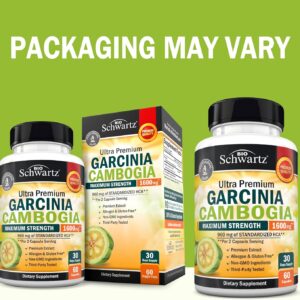 Garcinia Cambogia Weight Loss Pills – Maximum Strength Appetite Suppressant & Fat Burner for Men & Women – 1600mg Natural Extract & 960mg HCA – Metabolism Booster & Carb Blocker Capsules – 60Ct