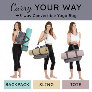 Yoga Mat Tote Bag with Backpack Straps – Water-Resistant, Durable, with Pockets for Thick & Extra-Large Mats – Yoga Carrier for Women & Men Ideal for Gym, Pilates, and Travel