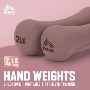 RBX 4LB Hand Weights (2LB each), Neoprene Hand Weights for Home Workouts, Cardio & Strength Training, Home Gym Equipment