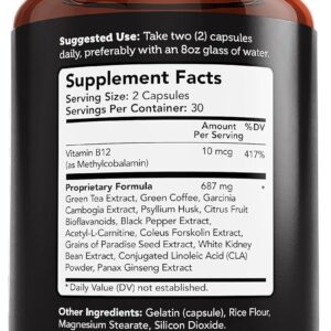 Vitamin Bounty Advanced Thermogenic Fat Burner for Men & Women – Burn X13 Weight Loss Supplement with 13 Powerful Ingredients – Metabolism Booster, Energy & Appetite Control – 60 Capsules