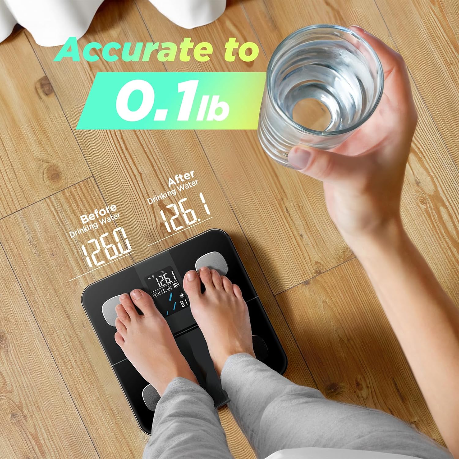 RunStar Smart Scale for Body Weight and Fat Percentage, High Accuracy Digital Bathroom Scale with Large Display for BMI Heart Rate 22 Body Composition Analyzer Sync with Fitness App 400lb - Image 3