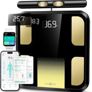 RunStar Smart Scale for Body Weight, Full-Body Bathroom Scale with 8 Electrodes for BMI, Muscle Mass, 3-Metric Display, High-Accuracy Body Composition Monitor with 28 Metrics & App Connectivity