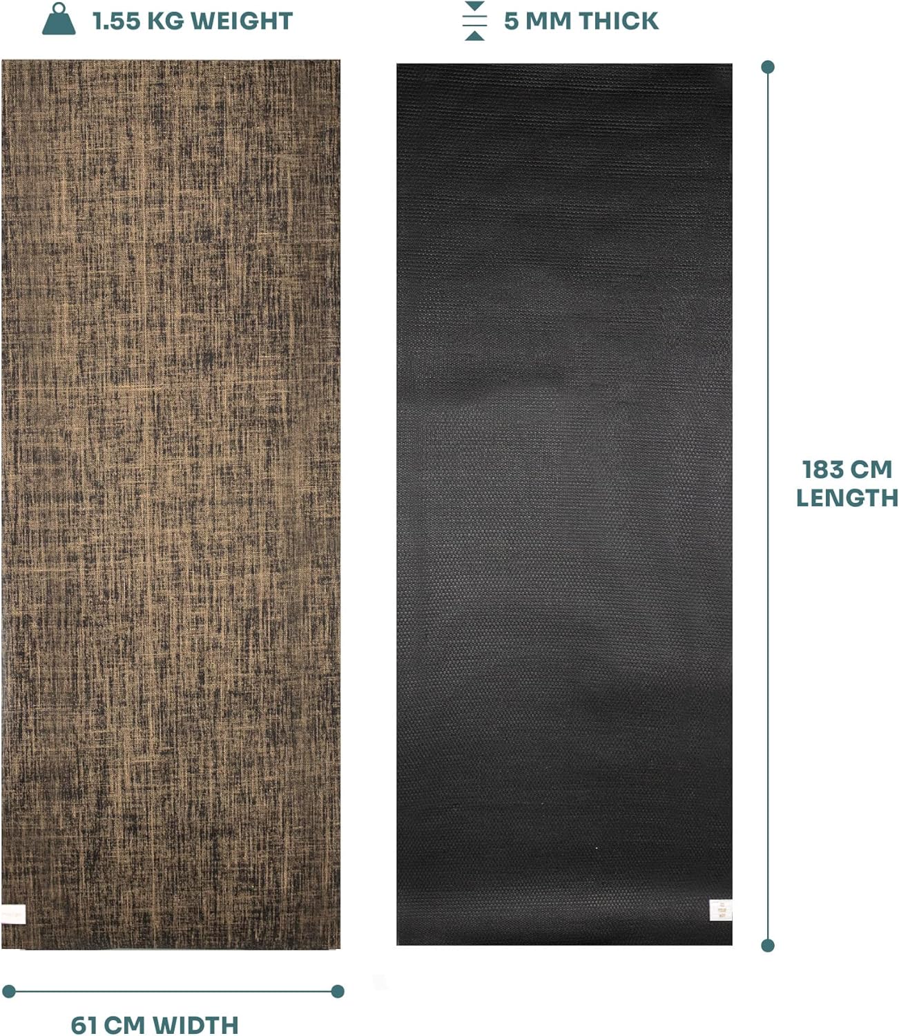 Myga Jute Yoga Mat, High Performance Vegan Floor Exercise Mat, Eco Friendly Biodegradable Yoga Mat with PVC Backing,72" x 24", 0.2" Thickness - Image 7
