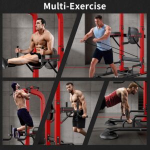 sogesfurniture Adjustable Dip Station & Pull Up Bar – Heavy Duty Calisthenics Workout Equipment for Home Gym, Multi-Function Fitness Training with Push Up Handles, Dips, Pull Ups & Push Ups