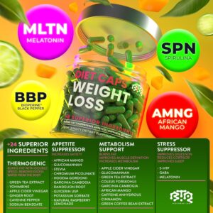 Weight Loss Diet Capsules, Natural Appetite Suppressant, Day & Night Fat Burner for Women & Men with Apple Cider, Green Coffee Bean Extract, Metabolism Booster Supplement – 60 Pills