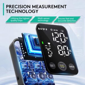 Oklar Blood Pressure Monitor Upper Arm Monitors for Home Use BP Machine Sphygmomanometer with 2×120 Reading Memory Adjustable Arm Cuff 8.7″-15.7″ Large Display with LED Background Light Storage Bag