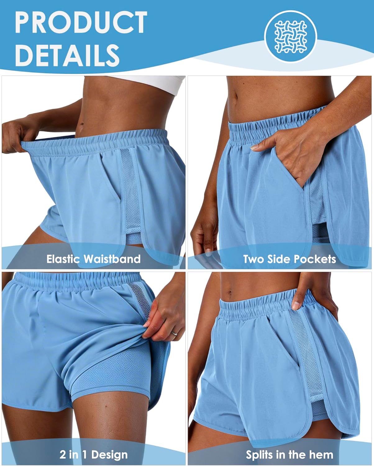 Womens Running Shorts with Liner Womens 2 in 1 Athletic Shorts Quick Dry Shorts with Pockets for Walking Gym Hiking - Image 4