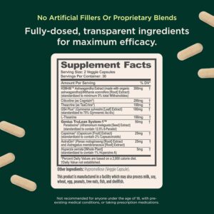 Genius Thermogenic Fat Burner, 60 Diet Veggie Pills – Weight Loss & Metabolism Supplement, Appetite Suppressant & Energy Booster – Caffeine-Free Nootropic Focus & Brain Boost – Ashwagandha & TeaCrine