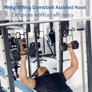 Dumbbell Spotter Hooks, 2-Pack Upgraded 250 lbs Heavy Duty Rack Attachments for Bench Press, Chest & Shoulder Workouts, Safety Hangers with Wrist Straps