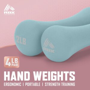 RBX 4LB Hand Weights (2LB each), Neoprene Hand Weights for Home Workouts, Cardio & Strength Training, Home Gym Equipment