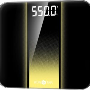 RunStar Scale for Body Weight 550lbs, 13-Inch Digital Bathroom Scale with Baby & Pet Mode, Extra-Large Bright LED Display, 8mm Tempered Glass for Accurate and Durable