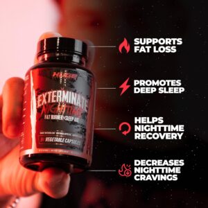 Exterminate Night Time Fat Burner & Sleep Support – Boost Metabolism, Reduce Cravings & Burn More Calories – 10 Proven Ingredients Forskolin, 5-HTP, Saffron, Paradoxine & Melatonin (100% Stim Free)