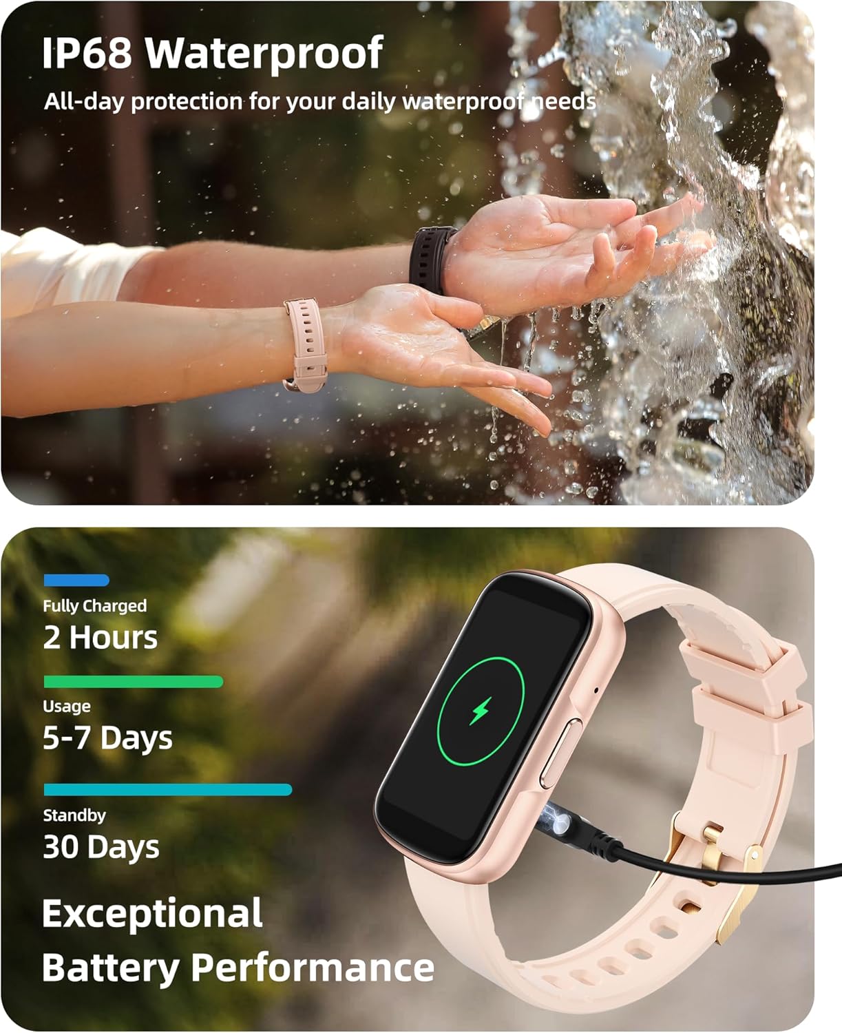 Parsonver Fitness Tracker with Step Counter/Calories/Stopwatch, Health Activity Tracker with Heart Rate Sleep Monitor, IP68 Waterproof Smart Watch 110+ Sport Modes Pedometer Watch for Women, Rose Gold - Image 5