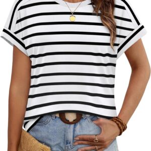 WIHOLL Womens Tops Short Sleeve Shirts Summer Outfits 2026 Spring Dressy Casual Clothes Clothing