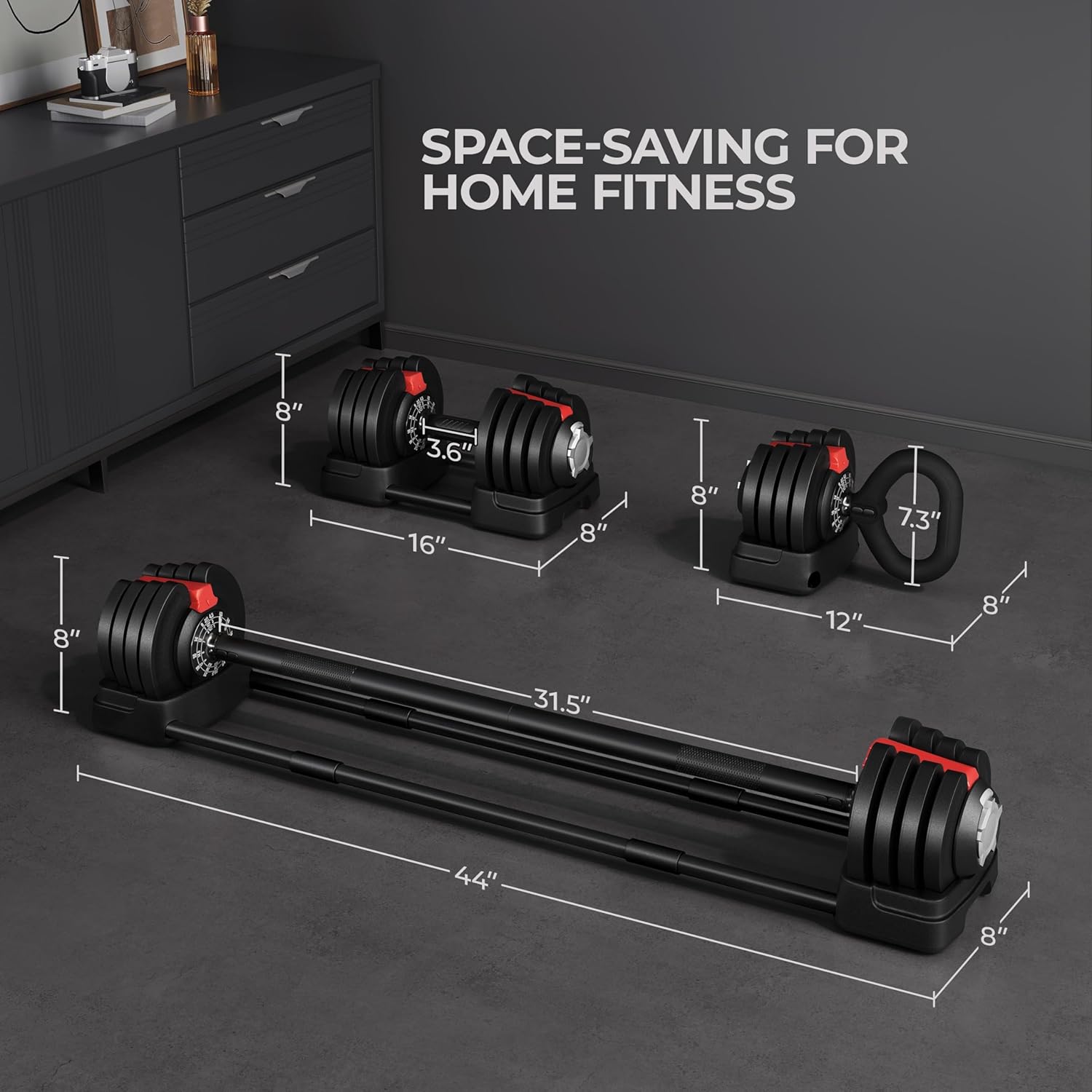 Yaheetech Adjustable Dumbbell Set Free Weight Dumbbells 40lbs/52.5lbs/90lbs Fast Adjust Dumbbells Dumbbell Weight Set, with Tray for Men/Women Strength Training Equipment - Image 5