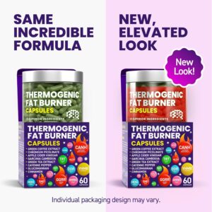 Thermogenic Fat Burner Capsules – Weight Loss Pills for Women & Men, Appetite Suppressant, Metabolism Booster – Green Tea, Coffee Extract, Garcinia Cambogia – Diet Pills for Weight Loss – 60 Capsules
