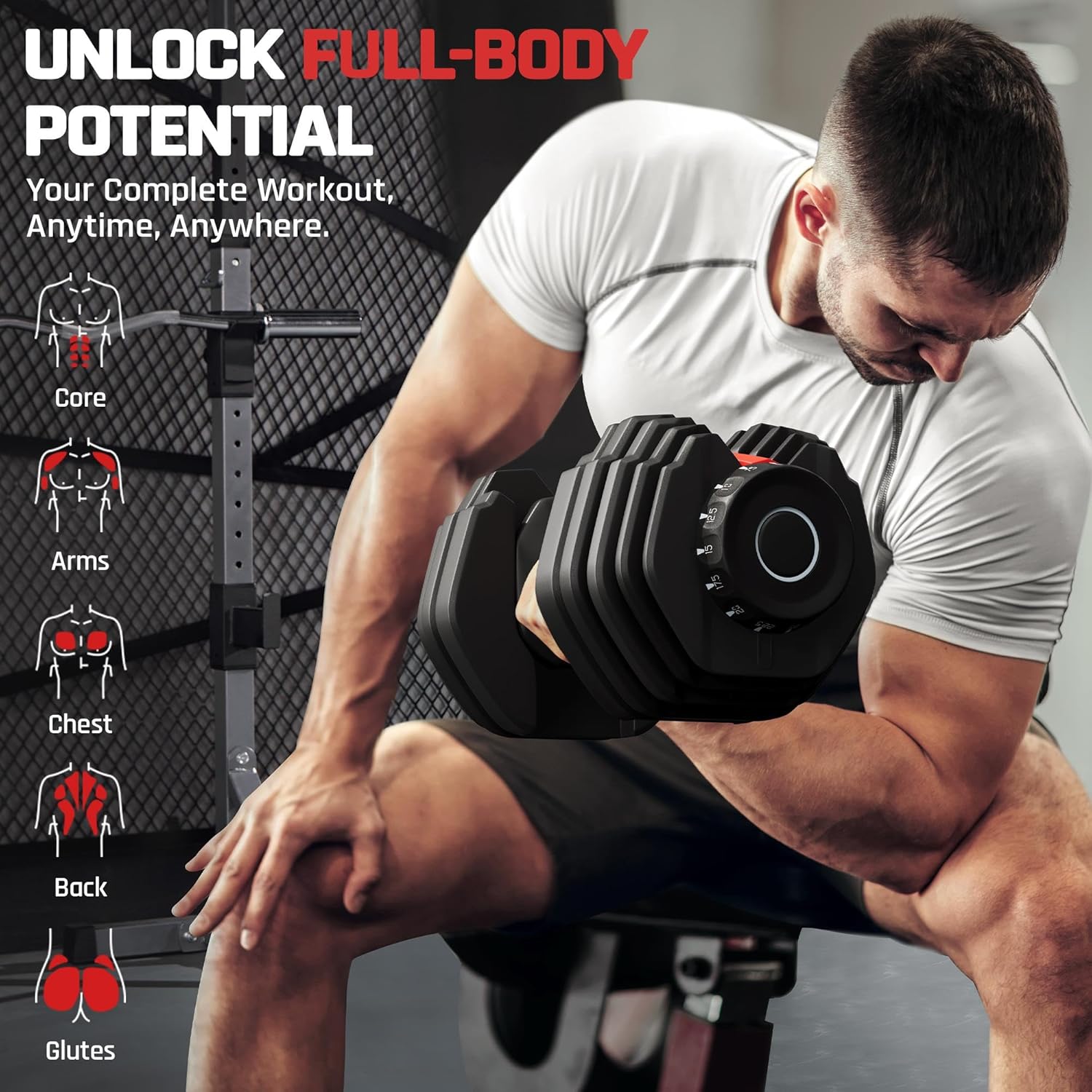 Yaheetech Adjustable Dumbbell Set 28/40/52.5/90LBS Adjustable Dumbbells Fast Adjust Dumbbell Weight Set with Anti-Slip Handle and Tray for Men/Women Home Gym Strength Training Equipment Single/Pair - Image 2