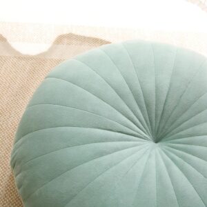 Floor Pillow Meditation Cushion Round Large Floor Pillows Seating for Adults, Velvet Thick Floor Cushions for Yoga Living Room Balcony Outdoor Tatami 18inches（Green）