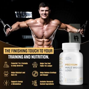Premium Male Weight Loss – Fat Burner for Men – Supports Healthy Pathways Associated with GLP-1 Activity – Appetite Suppressant, Energy Booster, Helps Sustain Muscle – 60 Unisex Capsules