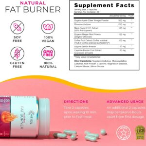 One Sol Fat Burner for Women, Natural Metabolism Booster, Burn More Calories, Boost Energy & Mood, Curb Appetite & Stop Cravings, No Crash or Jitters, All-Natural Ingredients, Gluten & Soy Free