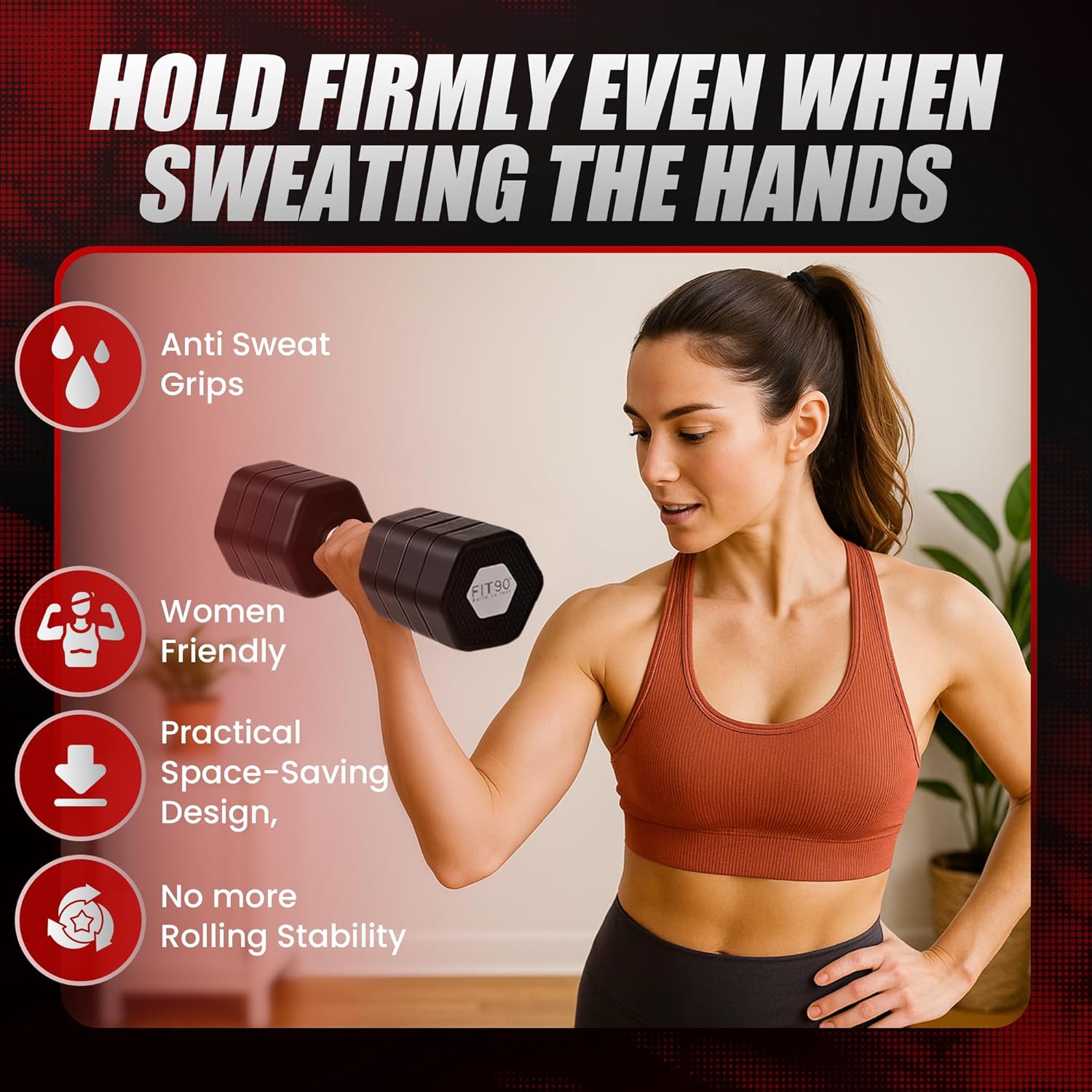 20Lbs Adjustable Dumbbell Set with Resistance Bands for Working Out – 2-Pcs Weights Dumbbells Set with 4-Pcs Stretch Bands for Exercise – Quick Adjustment – Comfortable Grip - Image 4