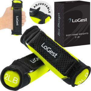 LoGest Soft Hand Weights Adjustable Straps – Comes in 1LB Weights or 2LB or 3LB 4LB – Comfortable & Secure Weighted Neoprene Dumbbells with Straps for Walking Running Cardio Workout Physical Therapy