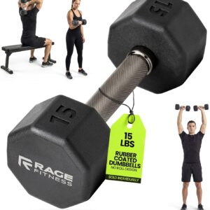 Rubber Coated Dumbbells – No Roll Design Easy-Grip Steel Knurled Handle, Weights Dumbbells Set for Strength Training – Ideal Weights Set for Home Gym – 10-60 LBS SOLD INDIVIDUALLY
