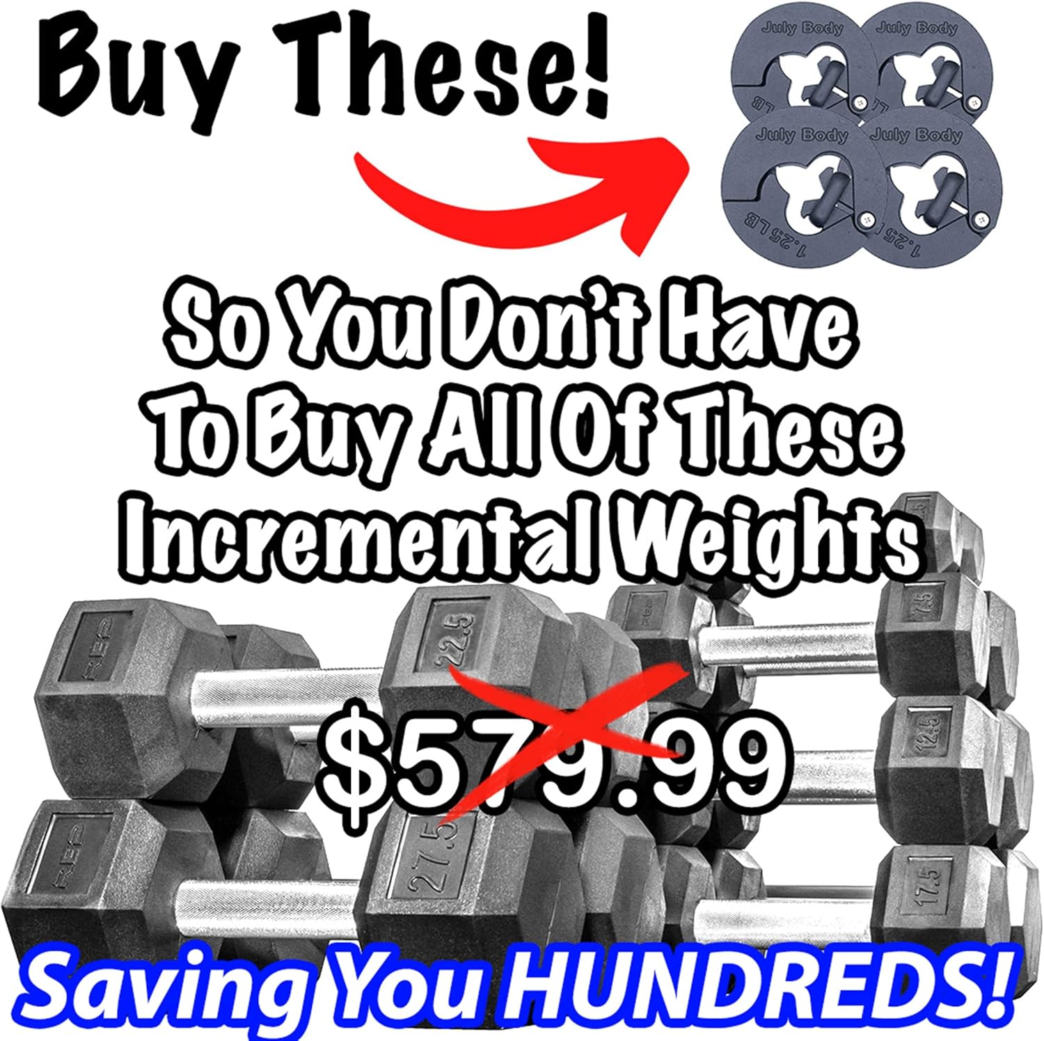 1.25 Pound Weight Clips – Adds 2.5 Total Pounds - For Dumbbells, Kettlebells, and Barbells - 1.25 Weight - Dumbbell Add Weight - Dumbbell Weight Clips - Weight Clip - Fractional Weight Plates (4 Clip Pack) - Image 4