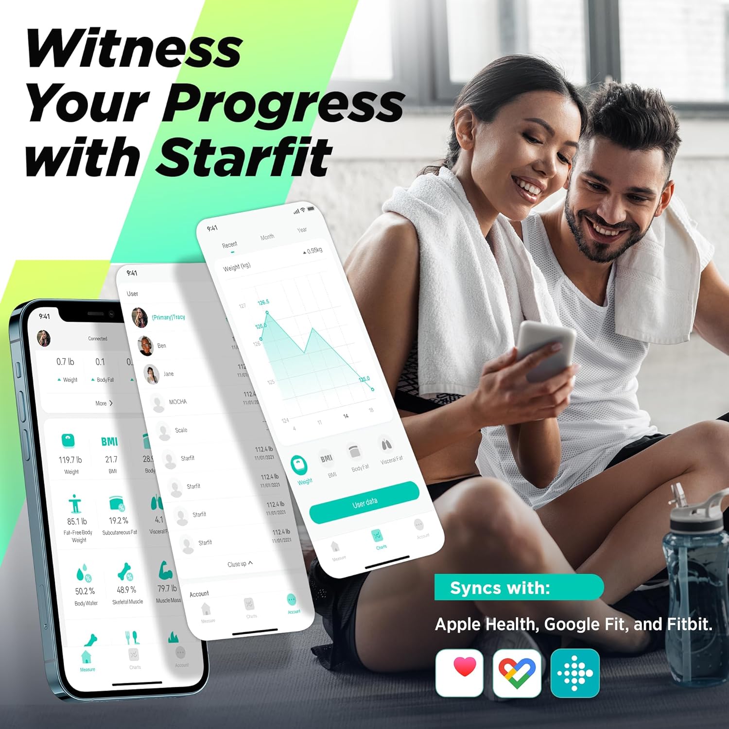 RunStar Smart Scale for Body Weight and Fat Percentage, High Accuracy Digital Bathroom Scale with Large Display for BMI Heart Rate 22 Body Composition Analyzer Sync with Fitness App 400lb - Image 5