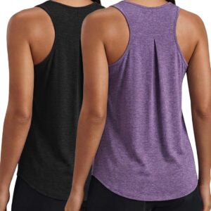 PINSPARK Workout Tops for Women Racerback Tank Top Pack Sleeveless Athletic Running Tops Loose Gym Shirt Quick Dry Yoga Tank