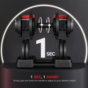 Yaheetech Adjustable Dumbbell Set Free Weight Dumbbells 40lbs/52.5lbs/90lbs Fast Adjust Dumbbells Dumbbell Weight Set, with Tray for Men/Women Strength Training Equipment